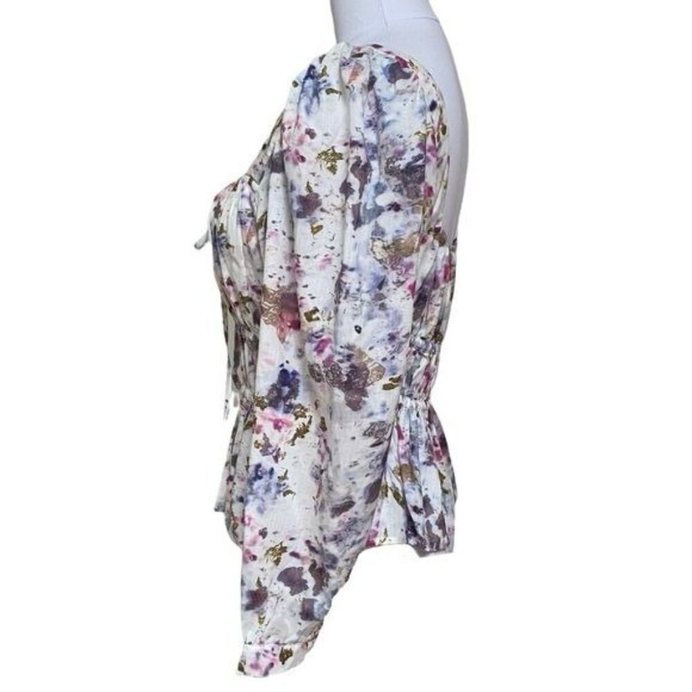 J. Crew x Flora Obscura Blouse Cinched-waist Top in Kaleidoscope Floral NWT - Picture 11 of 16